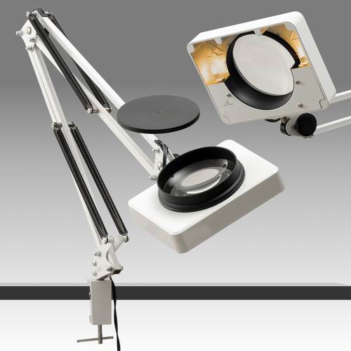 Lupa stojánková s čočkou průměru 110 mm s halogenovým osvětlením - LS 02H20 - D 430